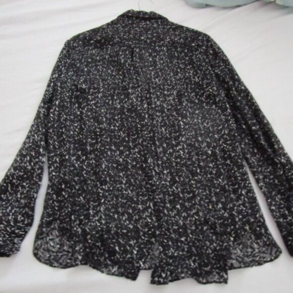 Theory Classic Straight Blouse Black Multi Chevron Burnout New with Tags - Picture 3 of 4